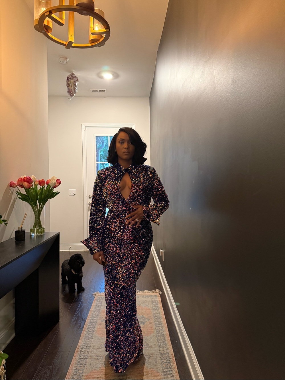 OFUURE KALI Purple Sequin Maxi Dress with Keyhole - Picture 3 of 4